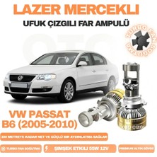OtoÇizgi Volkswagen Passat B6 2005 - 2010 Kısa ve Uzun Far Uyumlu Mercek LED Ufuk Çizgili Far Ampulü LED Şimşek Etkili