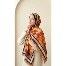 Greyfurt Design Desenli Şal Turuncular 70X185 Doğal Pamuklu %100 Kayın Ağacı Lifi Naturel Şal (Natural Eşarp Fresh Tesettür Şık ve Zarif Günlük Kullanım Pamuklu Tülbent Soft Rami Viskon Scarfs)