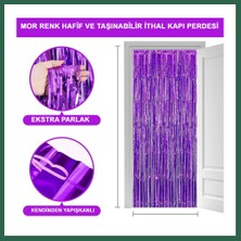 Vintessy Vıntessy Mor Renk Ekstra Metalize Parlak Saçaklı Arka Fon Perde Ithal A Kalite 1x2 Metre BZS01