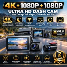 Wevolt Premium MB-230 4K+1080P+1080P 3 Kameralı Araç Kayıt Kamerası