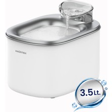 Haustier WF007L Otomatik Kedi Su Sebili, 3.5lt Geniş Hazne, Bpa Içermez, Metal Üst Tabla, Ultra Sessiz (Beyaz)