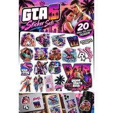 Netplus Dijital Baskı Gta 6 Vice City Temalı Sticker Seti – 20 Farklı Özel Kesim Tasarım