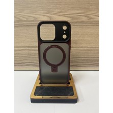 Mus10 Apple iPhone 18 Promax-17 Promax Uyumlu Kılıf Magsafe Şarj Özellikli Metal Halka Standlı Buzlu Silikon Kapak