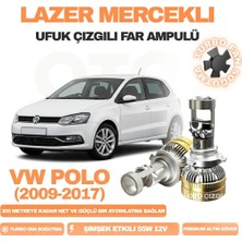 OtoÇizgi Volkswagen Polo 6r 6c 2009 - 2017 Kısa ve Uzun Far Uyumlu Mercek LED Ufuk Çizgili Far Ampulü LED Şimşek Etkili