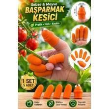 Şirin Home Pratik Sebze Meyve Başparmak Kesici-Sebze Meyve Hasat & Soyma Başparmak Bıçağı - Silikon Parmak Koruyuculu (1 Set 5 Adet)