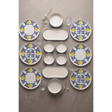 Papart Limon 14 Parça 6 Kişilik Handmade Stackable Seramik Tabak Seti Premium Sunum & Kahvaltı Takımı