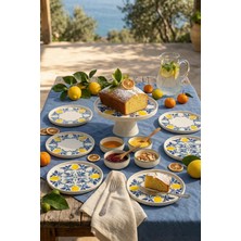 Papart Limon 11 Parça 6 Kişilik Handmade Stackable Ayaklı Sunum Standlı Limon Seramik Tabak Seti & Kahvaltı Takımı