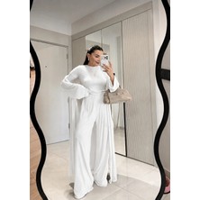 Gizem Ecemiş Calista Beyaz Üçlü Salaş Takım