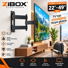 Zibox Hareketli LCD LED Televizyon Duvar Asma Aparatı 22- 49"ınch ( 56 - 117 Ekran Arası) Tv Askı Aparatı