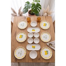 Papart Vita Lemony 14 Parça 6 Kişilik Handmade Stackable Seramik Tabak Seti Premium Sunum & Kahvaltı Takımı