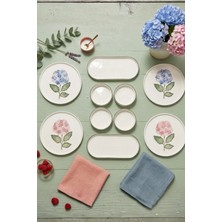Papart Ortanca 10 Parça 4 Kişilik Handmade Stackable Seramik Tabak Seti Premium Sunum & Kahvaltı Takımı
