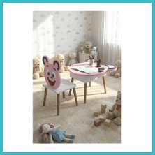 Defne Store Happy Face Masa Sandalye Seti Pembe Dfnbez