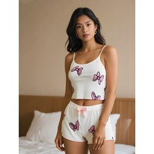 Çamaşır Kenti Butterfly Dream Askılı Şortlu Pijama Takımı
