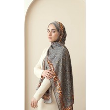 Greyfurt Design Desenli Şal Gri Küçük Yapraklar 70X185 Doğal Pamuklu %100 Kayın Ağacı Lifi Naturel (Natural Eşarp Fresh Tesettür Şık ve Zarif Günlük Kullanım Pamuklu Tülbent Soft Rami Viskon Scarfs)