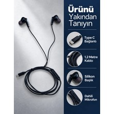 Dahili Mikrofonlu Type C Kablolu Kulaklık Siyah Gövde Nemere