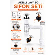 Mediacom Lüks Pop-Up Lavabo Eviye Sifonu Gider Sifonu Basmalı Taslı Körüklüdür Çekvalflı Kokuyu Önler