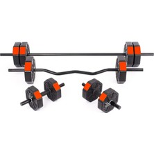 Tan Spor 40 kg Dambıl-Dumbell-Ağırlık-Halter–full  Kısa Bar + Düz Bar +Z Bar Seti
