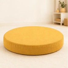 Patiyu Yuvarlak Blok Minder · 40 × 40 × 7 cm · Hardal