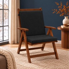 Patiyu Tek Parça Sırtlıklı Sandalye Minderi · 80 × 40 × 4 cm · Siyah · 80 × 40 × 4 cm
