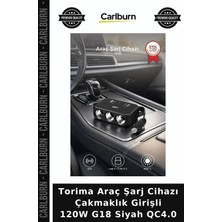Carlburn Özel Seri Torima Araç Şarj Cihazı Çakmaklık Girişli 120W G18 Siyah Qc4.0 Pratik Fonksiyonel Kullanım
