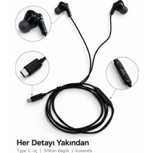 Sepetopia Silikon Uçlu Type C Kulaklık Dahili Mikrofon ve Kablo Üzeri Kumanda