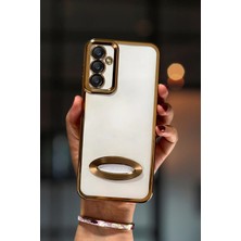 Ragy Samsung Galaxy A04S Kılıf Kamera Lens Korumalı Şeffaf Kenarları Renkli Logo Gösteren Parlak Kapak