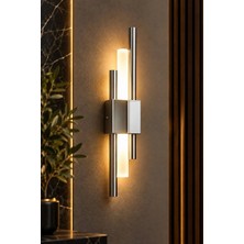 Liber Elektrik Modern Dekoratif Kutu Krom Pilli ve Elektrikli Duvar Apliği Günışığı