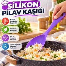 Kea Ev Eşyaları Mor Silikon Pilav Kaşığı 23 cm – Yüksek Isıya Dayanıklı, Yapışmaz, Şık Tasarımlı Mutfak Servis Kaşığı