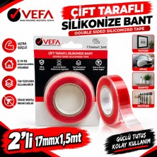 Vefa 2'li Çift Traflı Slikonize Bant 17MM*1,5 Metre
