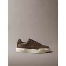 Calvin Klein Erkek Hakiki Deri Kalın ve Hafif Tabanlı Desenli Süet Detaylı Logolu Kahverengi Sneaker HM0HM02298-0HQ