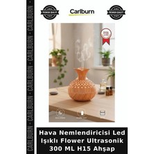Carlburn Özel Seri Hava Nemlendiricisi LED Işıklı Flower Ultrasonik 300 ml H15 Ahşap Çalışma Hediye Masaüstü
