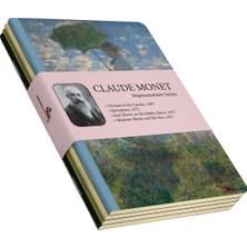 Retronote Claude Monet 4'lü Defter Seti 10,5X14 cm Sarı Krem Renk Düz Yapraklı Çizgisiz