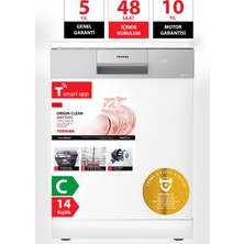 Toshiba Uv Hijyen ve Breez Dry Kurutma 8 Programlı Bulaşık Makinesi Beyaz DW-14F6ME(W)TR