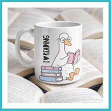 Defne Store I Love Reading Yazılı Kupa Model 210 Kitap Temalı Tasarım Seramik Kahve Kupası Kitap Severlere Hediye Dfnbez