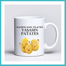 Defne Store Kahrolsun Pilates Yaşasın Patates Komik Tasarım Kupa Model 229 Eğlenceli Baskılı Seramik Kahve Kupası Dfnbez
