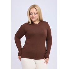 Yade Fashion Büyük Beden - Kadın Bisiklet Yaka Uzun Kol Body