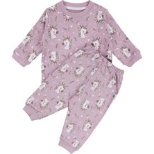 by BebekOdam Kız Bebek Mor Unicorn Baskılı Pijama Takımı