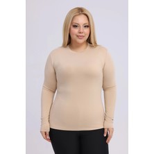 Yade Fashion Büyük Beden - Kadın Bisiklet Yaka Uzun Kol Body