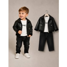 Name Baby & Kids Erkek Bebek Deri Ceketli 3 Lü Takım CNZ-3915