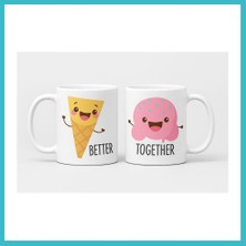 Defne Store Better Together Ikili Kupa Model 203 Sevgili Kupası Çiftler Için Özel Tasarım 2’li Seramik Kupa Seti Dfnbez