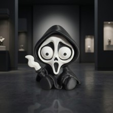 Demirhan3D 👻 Hareketli Gözlü Ghostface Figürü 12,5 cm 🔪 | Korku Temalı Dekoratif Biblo, Masa Süsü ve Hediye