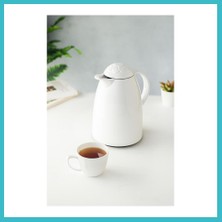Defne Store 1 Lt Isı Yalıtımlı Çay ve Soğuk Su Termosu Soft Beyaz (12 Saat Sıcak Tutar& Içi Camdır) Dfnbez