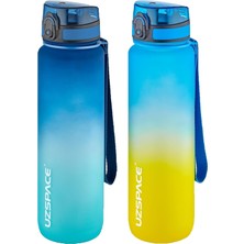 Tr 2'li Tritan Matara Seti 1000ML Büyük Boy Çift Renk Softtouch Ff Collection Tritan Su Matarası