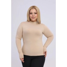 Yade Fashion Büyük Beden - Kadın Balıkçı Yaka Uzun Kol Body