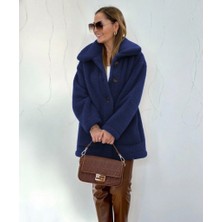 Moda Şehri Kadın Uzun Kollu Yakalı Önden Düğmeli Welsoft Kaban