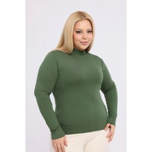 Yade Fashion Büyük Beden - Kadın Balıkçı Yaka Uzun Kol Body