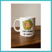 Defne Store Don’t Worry Be Cappy Tasarım Kupa Model 231 Sevimli Kapibara Baskılı Seramik Kahve Kupası Dfnbez