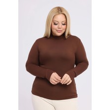 Yade Fashion Büyük Beden - Kadın Balıkçı Yaka Uzun Kol Body