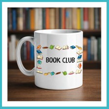 Defne Store Book Club Yazılı Kupa Model 244 Kitap Temalı Renkli Baskılı Seramik Kahve Kupası Dfnbez