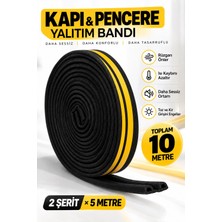 Ellante Siyah Kapı Pencere Yalıtım Bandı 10 Metre, Kendinden Yapışkanlı Çift Kanallı Pvc Izolasyon Fitili, Rüzgar Toz ve Isı Yalıtım Contası, 2 Şerit x 5 Metre